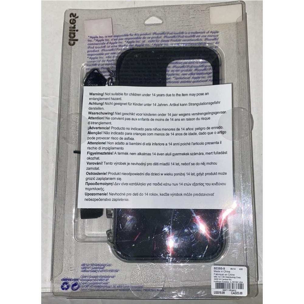 NIB Claire's Black Glitter‎ Camera Phone Case w/ Strap - Fits iPhone 13 Pro Max - Picture 3 of 6